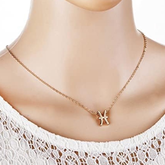Pisces ♓️ Zodiac Necklace Gold Jewelry Pendant Horoscope Pisces - Picture 4 of 7